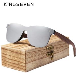 KINGSEVEN WalnutWood unisex napszemüveg – UV400 védelem – Többféle szín – Ajándék fa doboz és kendő